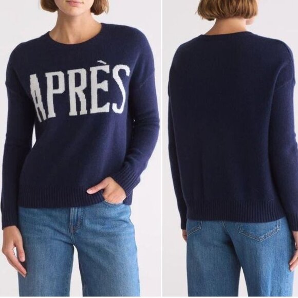 TAHARI Women's Après 100% CASHMERE SWEATER Size XS Navy Blue NEW - Picture 1 of 9